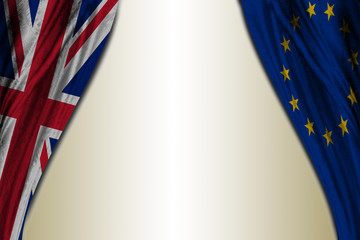 Background with English and European flag drapes