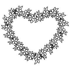 Fototapeta premium beautiful flower and leafs heart shaped frame vector illustration design