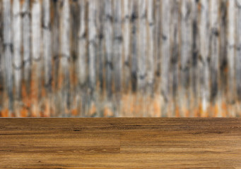 Background with empty wooden table. Flooring Texture of timbered board. Closeup.