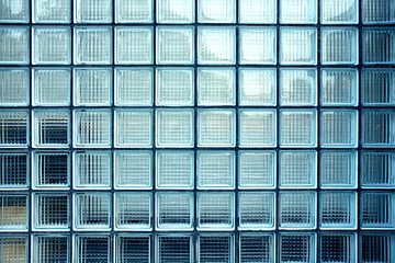 Window with square blocks. blue tone