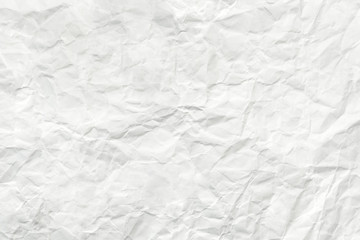 Crumpled white paper sheet, texture wrinkled background
