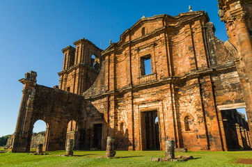 Fototapeta premium Part of the UNESCO site - Jesuit Missions of the Guaranis: Church, Ruins of Sao Miguel das Missoe, Rio Grande do Sul, Brazil.