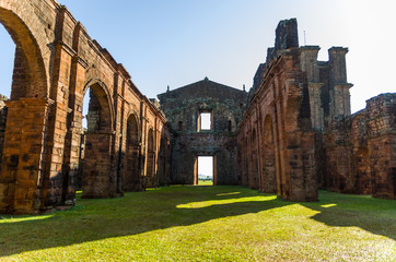 Fototapeta premium Part of the UNESCO site - Jesuit Missions of the Guaranis: Church, Ruins of Sao Miguel das Missoe, Rio Grande do Sul, Brazil.