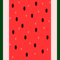 Vector seamless vertical red and green pattern. Fresh watermelon texture for fabric, textile and surface design. Simple and colorful illustration for the National Watermelon Day.