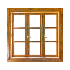 Wooden window isolated on white background interior