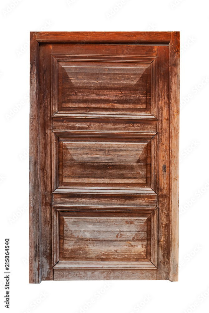 Wall mural A wooden frame and panel door isolated on white background