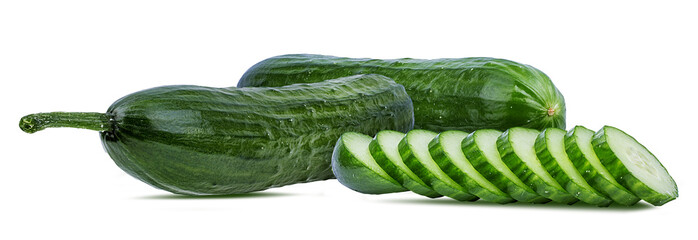 Fresh cucumber isolated on white background with clipping path