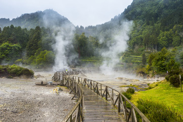 Fumaroles of Furnas Lake, Island of Sao Miguel, Azores, Portugal, Atlantic