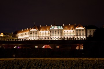 Royal castle in Warsaw at night, Poland, Europe