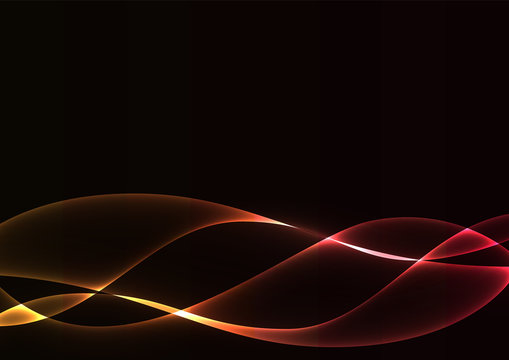 red flame curve layer overlap in dark background, wave transparent backdrop, simple technology template, vector illustration
