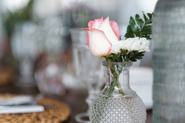 Beautiful wedding decoration, vintage rustic style