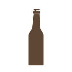 Beer bottle Icon. Mock up glass beer lemonade Clean Bottle. Brown simple silhouette. Symbol Template Logo. Isolated vector illustration.