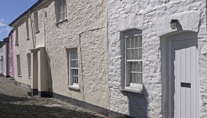 Fototapeta na wymiar Terrace of Cornish cottages in Boscastle
