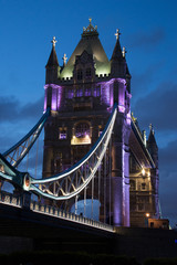 Tower bridge lit at night