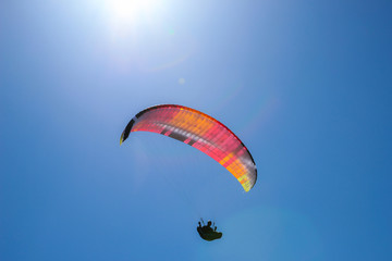 Silhouette of para glider flying