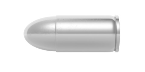Silver bullet isolated on white background. 3d illustartion