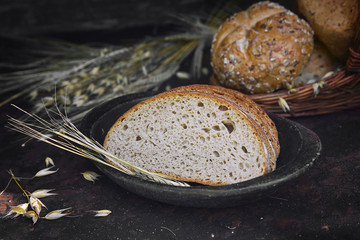Baked breads in basket