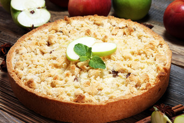 Apple pie or homemade cake with apples. Delicous dessert apple tart