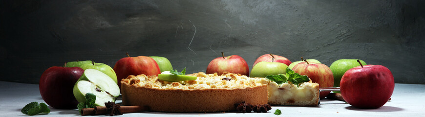 Apple pie or homemade cake with apples. Delicous dessert apple tart