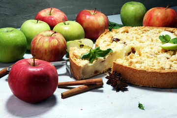 Apple pie or homemade cake with apples. Delicous dessert apple tart