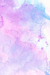 Purple and blue sky watercolor paint background.