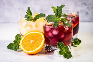 Sangria set alcohol iced drink. 