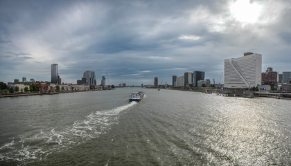 City of Rotterdam downtown skyline in South Holland, the Netherlands.