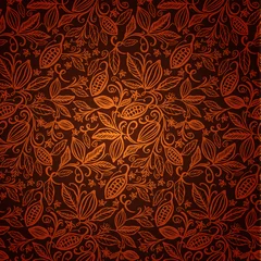 Fotobehang cacao beans seamless pattern © Anna