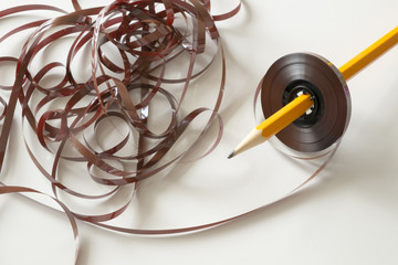 the pencil is inserted into the coil with a magnetic tape