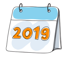 Calendar 2019 cute hand drawn art vector illustration