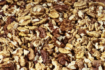 Peeled walnut, selective  focus
