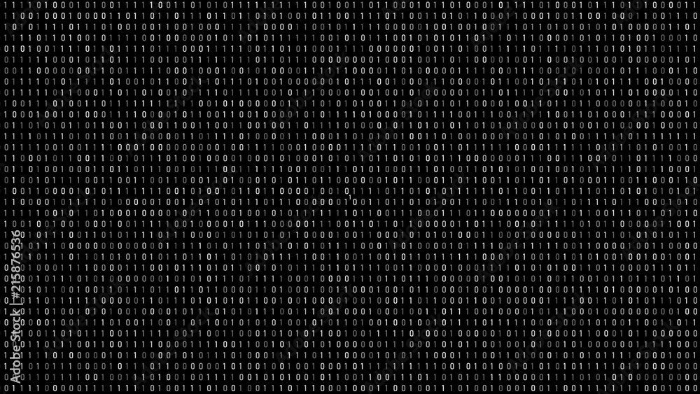 Fototapete Abstract Technology Binary code Background. Computer Code. Digital flow. Big data and programming hacking. 3D rendering.