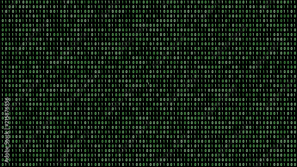 Fototapete Abstract Technology Binary code Background. Computer Code. Digital flow. Big data and programming hacking. 3D rendering.