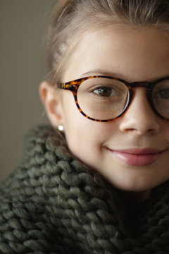 Close up of girl wearing stylish glasses