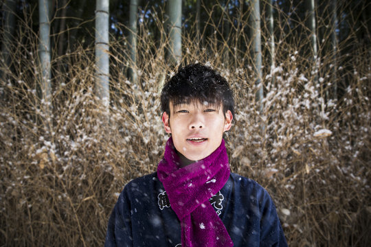 Rickshaw Driver portrait in snow