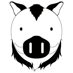 Isolated cute wild boar avatar