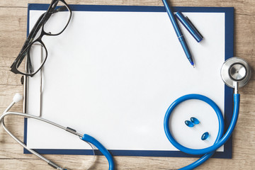 Doctor's desk top view