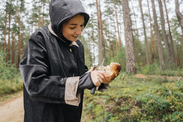 Girl Grabbing a Boletus.