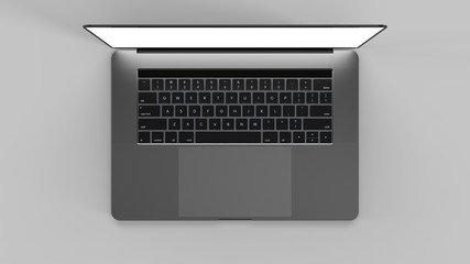 Laptop isolated on light background. 
