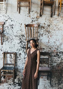Female artist in cool studio setting