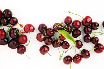 Cherry. Red fresh bunch of cherries on the table