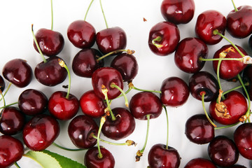 Cherry. Red fresh bunch of cherries on the table
