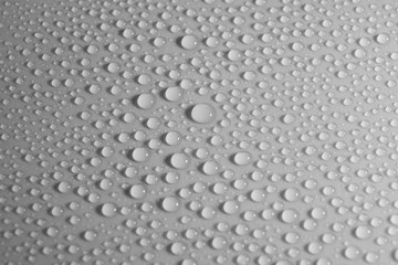 water drops gray color texture background close-up.
