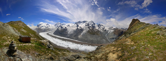 Fototapeta na wymiar Panorama Monte Rosa Gletscher