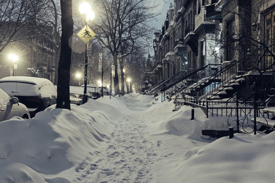 Snow covered sidewalk