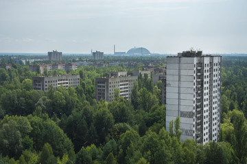 Central square in abandoned Pripyat city