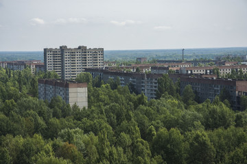 Fototapeta na wymiar Central square in abandoned Pripyat city