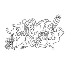 Doodle vector concept of ketogenic diet name