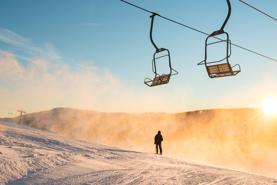 early morning at the ski field
