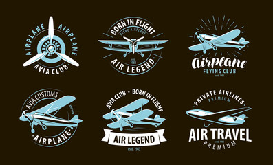 Aircraft, airplane logo or label. Airline symbol. Vector illustration © ~ Bitter ~